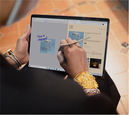 woman editing on a table
